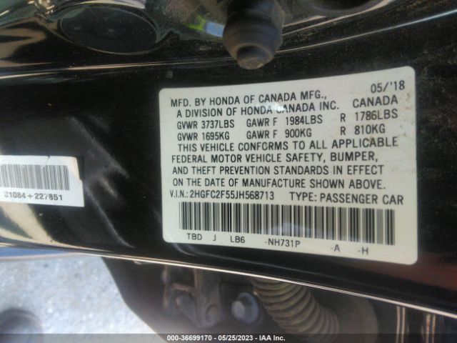 Honda Civic Sedan Lx 2018 2HGFC2F55JH568713 Image 10