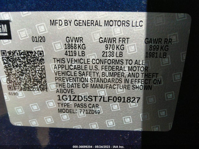 Chevrolet MALIBU LT 2020 1G1ZD5ST7LF091827 Image 9