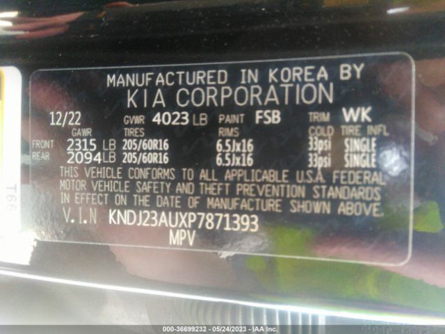 KNDJ23AUXP7871393 KIA SOUL LX