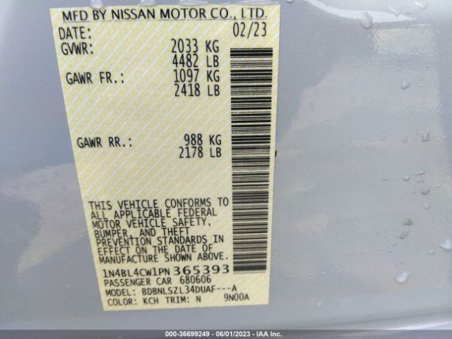 1N4BL4CW1PN365393 Nissan Altima Sr Intelligent Awd