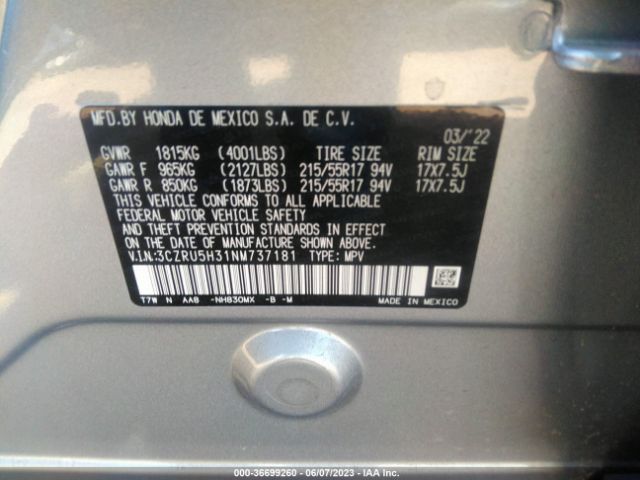 Honda HR-V LX 2022 3CZRU5H31NM737181 Image 11