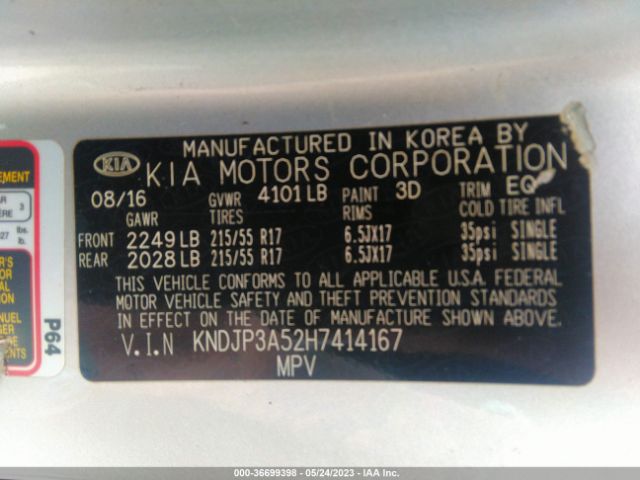 KNDJP3A52H7414167 KIA SOUL +