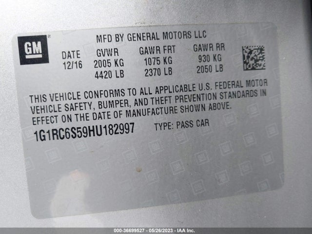 Chevrolet VOLT LT 2017 1G1RC6S59HU182997 Image 10