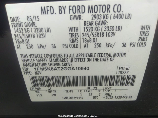Ford UTILITY POLICE 2016 1FM5K8AT2GGA10940 Image 10