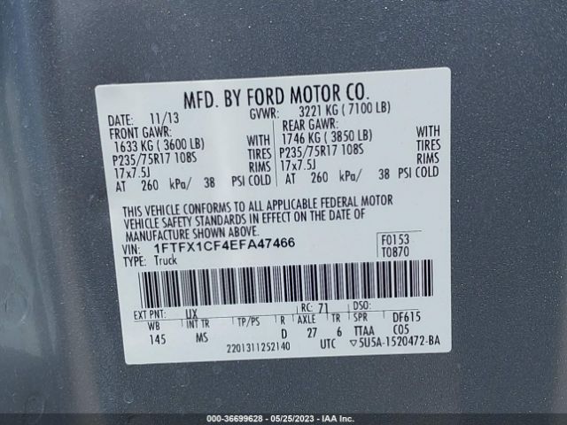 1FTFX1CF4EFA47466 Ford F-150 Xl/xlt/stx/fx2/lariat