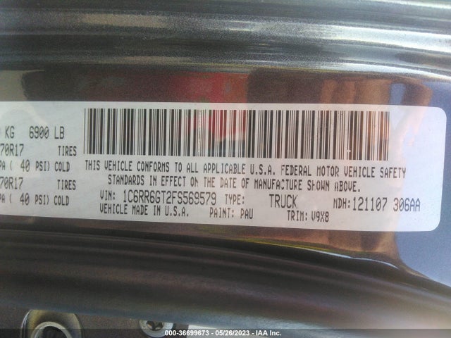 1C6RR6GT2FS569579 RAM 1500 Slt