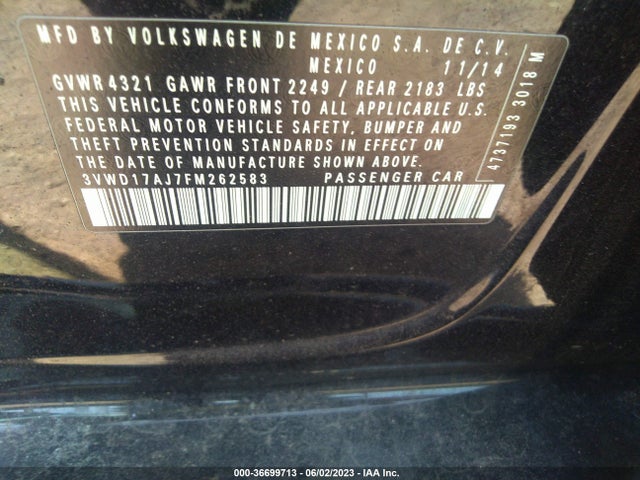 3VWD17AJ7FM262583 Volkswagen Jetta 1.8t Se