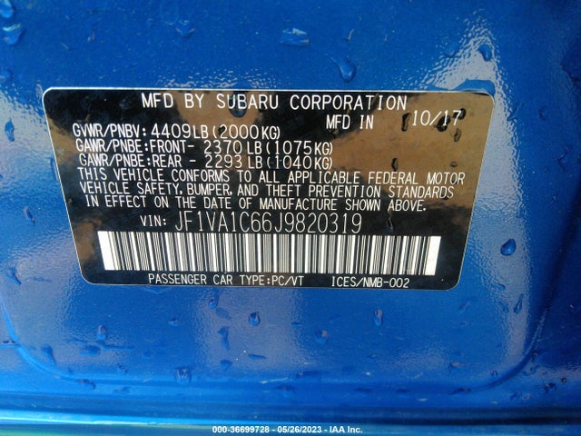 JF1VA1C66J9820319 Subaru Wrx Premium
