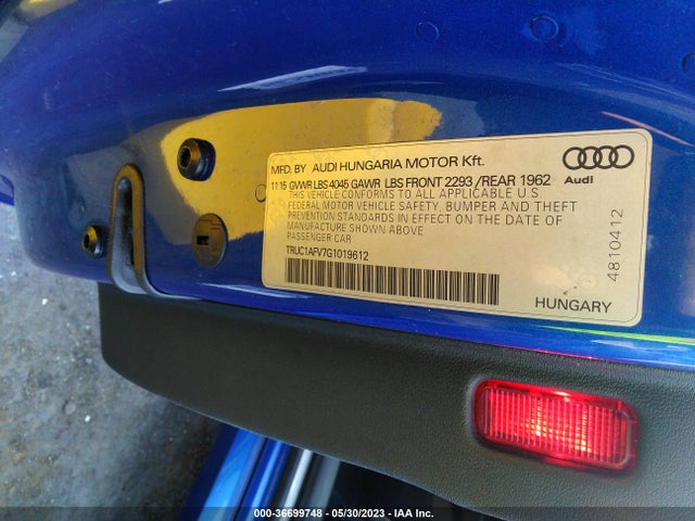 2016 Audi TT, VIN: TRUC1AFV7G1019612