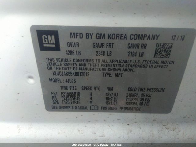 KL4CJASB5KB813012 Buick Encore Preferred
