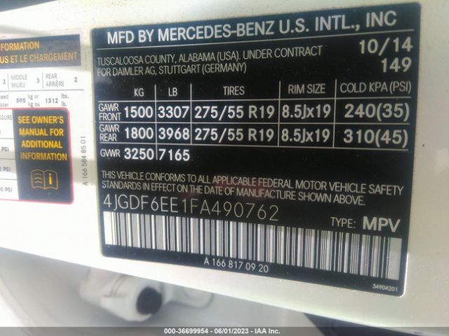 2015 MERCEDES-BENZ GL-CLASS 4JGDF6EE1FA490762 Photo 8