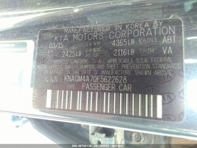 KNAGM4A70F5622628 KIA Optima Lx