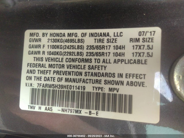Honda CR-V LX 2017 7FARW5H39HE011419 Image 9