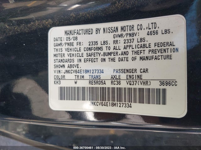 Aukcja sprzedaży 2008 Infiniti G37 Coupe Base, vin: JNKCV64E18M127334, numer aukcji: 36700461