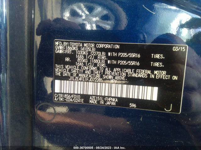 2015 SCION XB VIN: JTLZE4FE1FJ072285