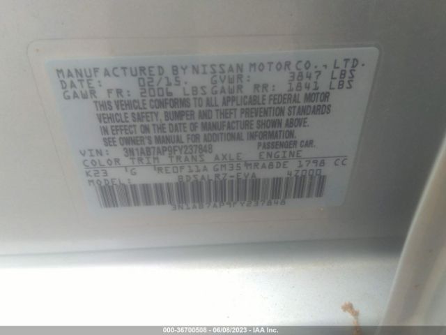 3N1AB7AP9FY237848 Nissan SENTRA SR