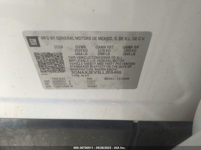 Chevrolet EQUINOX LT 2020 3GNAXJEV1LL205495 Image 9