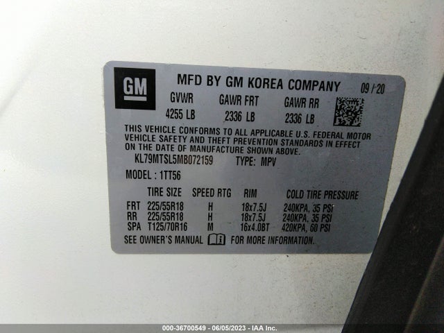 Chevrolet Trailblazer Rs 2021 KL79MTSL5MB072159 Image 9