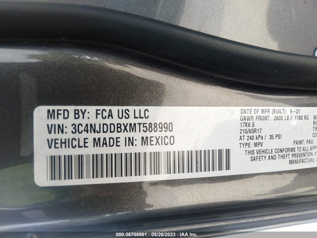 3C4NJDDBXMT588990 Jeep Compass Trailhawk