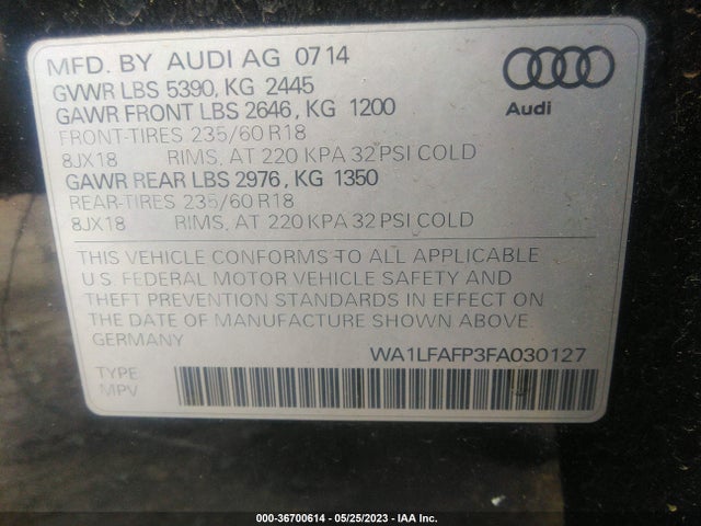 Audi Q5 Premium Plus 2015 WA1LFAFP3FA030127 Image 9