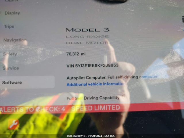 5YJ3E1EB6KF208953 Tesla Model 3 Performance/long Range