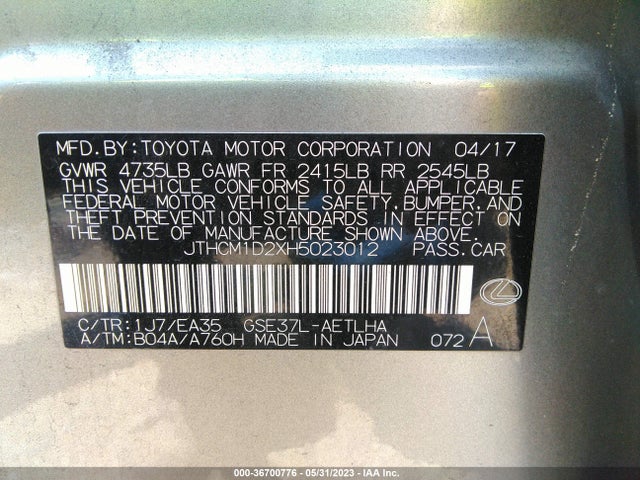 JTHCM1D2XH5023012 Lexus Is Is 300 F Sport