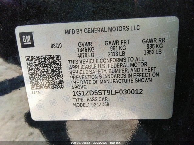 Chevrolet MALIBU LT 2020 1G1ZD5ST9LF030012 Image 9