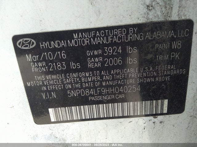 Hyundai ELANTRA SE 2017 5NPD84LF9HH040254 Image 10