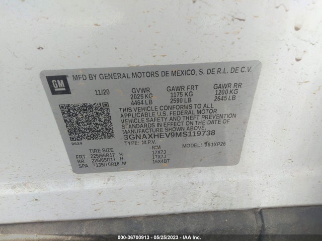 Chevrolet EQUINOX LS 2021 3GNAXHEV9MS119738 Image 9