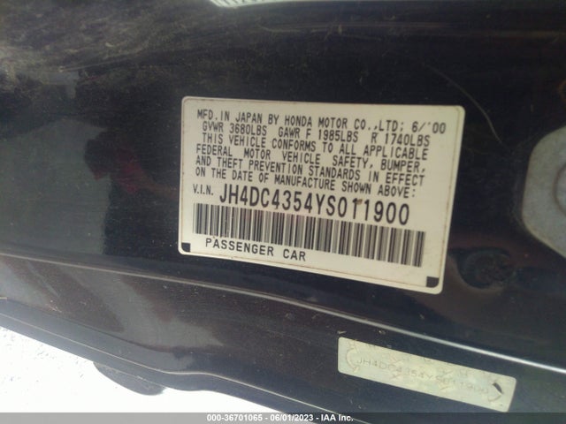 2000 ACURA INTEGRA LS VIN: JH4DC4354YS011900