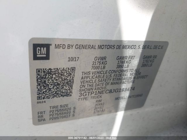 3GTP1NEC8JG193474 GMC Sierra 1500 Slt