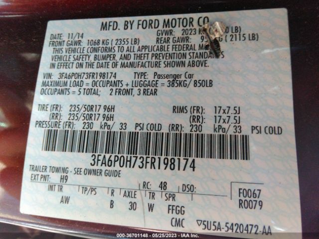 3FA6P0H73FR198174 Ford FUSION SE