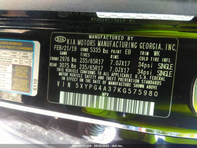5XYPG4A37KG575980 KIA SORENTO LX