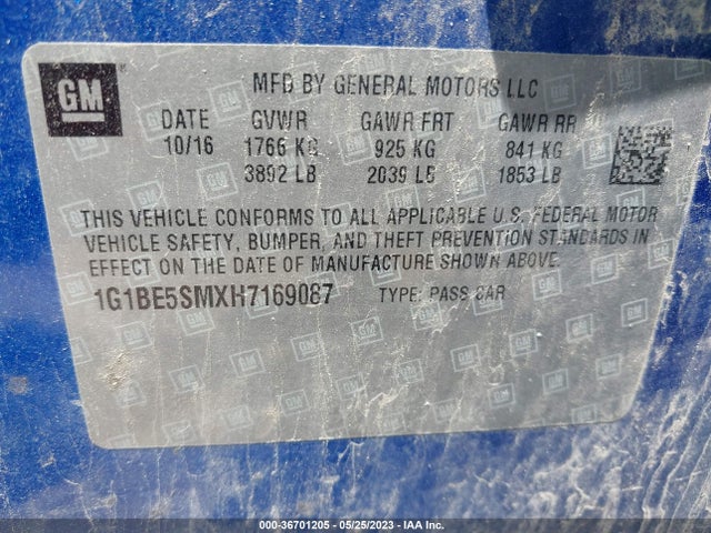 Chevrolet CRUZE LT 2017 1G1BE5SMXH7169087 Image 10