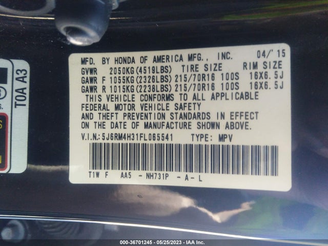 Honda CR-V LX 2015 5J6RM4H31FL065541 Image 9