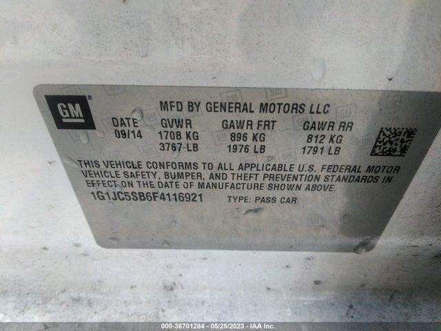 Chevrolet Sonic Lt Auto 2015 1G1JC5SB6F4116921 Image 9