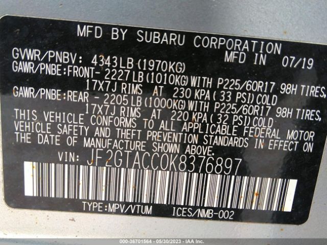 JF2GTACC0K8376897 Subaru Crosstrek Premium