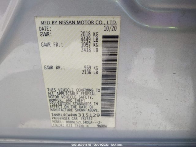 1N4BL4CW4MN315129 Nissan Altima 2.5 Sr