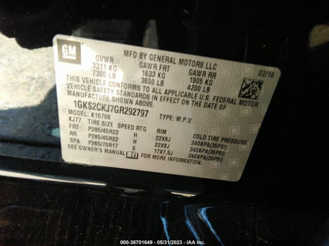1GKS2CKJ7GR292797 GMC YUKON DENALI