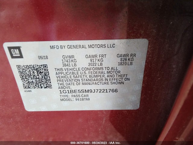 Chevrolet CRUZE LT 2018 1G1BE5SM9J7221766 Image 11