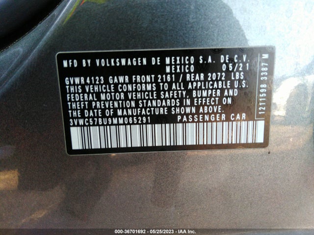 2021 VOLKSWAGEN JETTA S/SE/R-LINE VIN: 3VWC57BU9MM065291