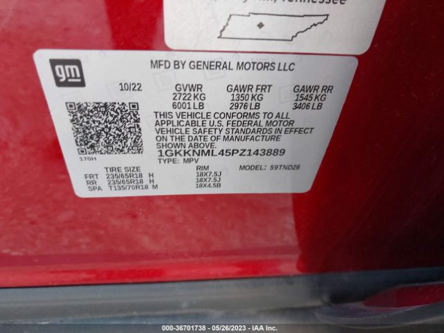 1GKKNML45PZ143889 GMC ACADIA SLT