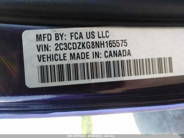 2C3CDZKG8NH165575 Dodge Challenger Gt