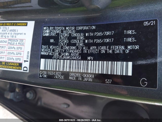 Toyota 4runner Sr5 Premium 2021 JTEFU5JR6M5244054 Image 10
