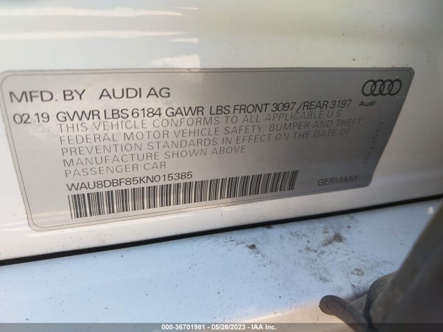 2019 Audi A8, VIN: WAU8DBF85KN015385