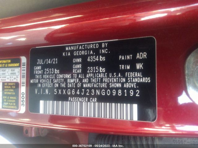 5XXG64J23NG098192 KIA K5 Gt-line