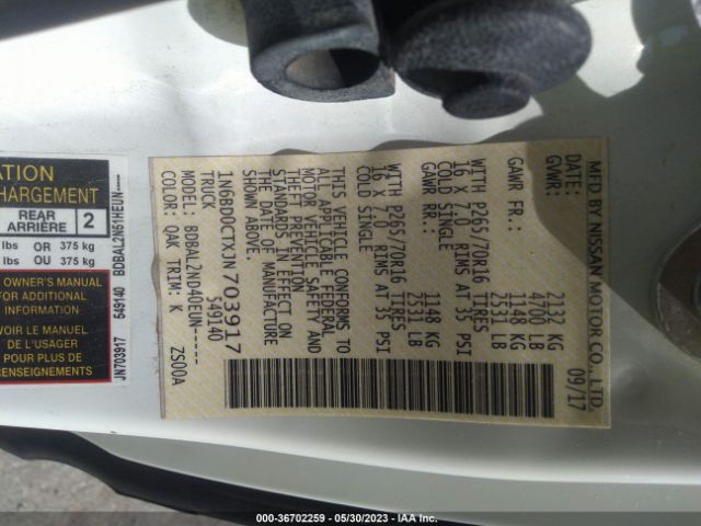 1N6BD0CTXJN703917 Nissan Frontier Sv