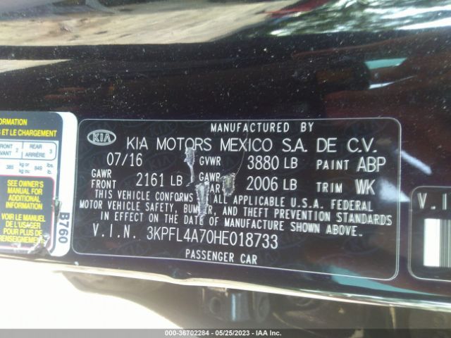 3KPFL4A70HE018733 KIA FORTE LX