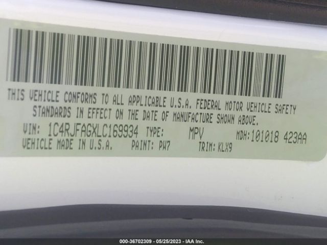 1C4RJFAGXLC169934 Jeep Grand Cherokee Altitude