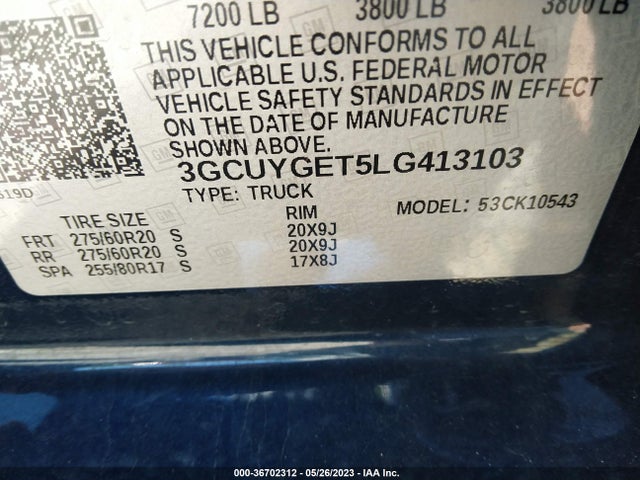 Chevrolet Silverado 1500 Ltz 2020 3GCUYGET5LG413103 Image 9